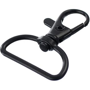 CleverDelights 1" Wide Swivel Lobster Clasps - Dark Black Color - 50 Pack