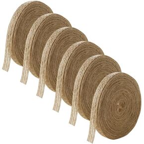 6 Rolls Burlap Ribbon Natural Burlap Fabric Ribbon 1/4 inches Tan Jute Linen Ribbon Rolls for Gift Wrapping Bows Making,DIY Crafts,Party Decoration