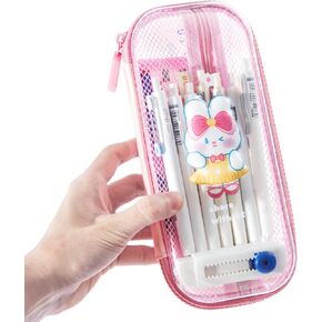 M&G Small Capacity Pencil Case, Cute Pencil Pouch Multi-Slot Pencil Case Organizer, Portable Pencil Bags with Zipper for Makeup Brush Teen Boys Girls Office Students (Pink)