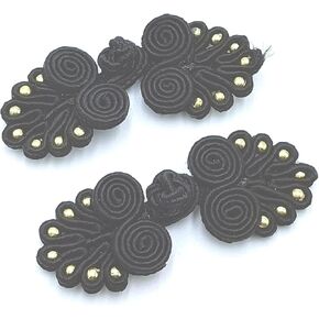 12 Pairs Black Buttons Sewing Chinese Closure Buttons Closure Knot Frog Buttons Vintage Fastener for Cheongsam Cloak Coats and DIY Sewing 60x23mm