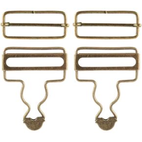 2Pairs Metal Overall Buckles Replacement Suspender Clips Buckle with Adjustable Tri-Glide Slide Overall Bib Clips