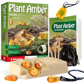 EDUMAN Amber Dig Kit, Artificial Oceanlife Resin Specimens Excavation Kit, Sea Fossil Dig Up Kit, STEM Geographic Educational Toys, Science Kits for Kids Age 6-8-12, Birthday Gifts for Boys and Girls