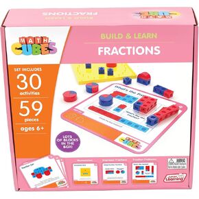 تعلم الصغار: Mathcubes - الكسور - 30 مجموعة نشاط، البناء والتعلم، المكعبات والألواح، التدريب العملي على الرياضيات، مجموعة التطوير والتعليم، للأطفال بعمر 4 سنوات فما فوق in Kuwait