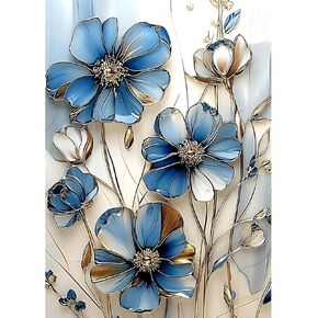 CEOVR Diamond Painting Kits, Blue Flowers Diamond Art Dots for Adults Beginners, 5D Full Drill DIY Crystal Gem Art, Adult Crafts Kits Arts and Crafts, Wall Decor for Home Office 12x16inch