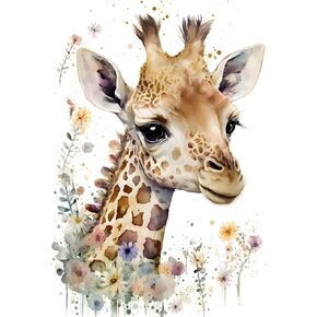 مجموعات الطلاء الماسي من QENSPE للبالغين، لوحات فنية بنقاط الماس للمبتدئين، زهور الزرافة مستديرة 5D DIY الفنون والحرف اليدوية لديكور الحائط المنزلي 12 × 16 بوصة in Kuwait