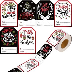 Funrous 300 Pcs Christmas Gift Tags Stickers Self Adhesive Xmas Name Tag Labels Santa Claus Present Stickers Vintage Merry Christmas Gift Wrapping Sticker for Present Decoration Holiday Party Supplies