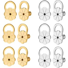 Earring Backs for Droopy Ears, Flower Locking Earring Backs for Heavy Earrings,Hypoallergenic Earring Backs Replacements Apply to Earring Backs for Heavy Earring(6 Pairs)