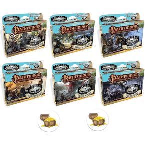 Mixed Bundle of All 6 Pathfinder Adventure Card Game Skull and Shackles Expansion Decks and 2 Treasure Chest Buttons