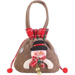 kamumanni Christmas Gift Bags, 3D Santa Snowman Reindeer Goody Bags for Candies, Reusable Wrapping Bags with Drawstring, Cute Candy Bags with Handle for Kids, 7.9''*8.7 (3 Pcs)