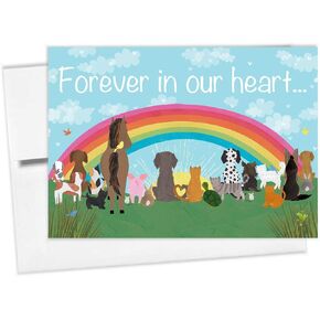 Tiny Expressions Rainbow Bridge Pet Sympathy Memorial Card with Envelope 5"x7" (Rainbow Bridge Card)