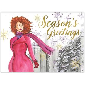 African American Expressions - Embossed Christmas Cards Boxed Set - Traditional Religious Designs - Set of 15 (5x7) Cards with Foil-Lined Envelopes & Gold Sticker Seals - 2024 Nativity Scene