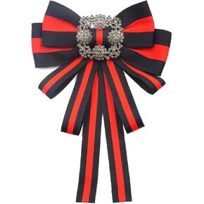 Christmas Ribbon brooch for women men bowknot costume brooches women jewelry beads accessories womens bow tie bow brooch (dk blue)