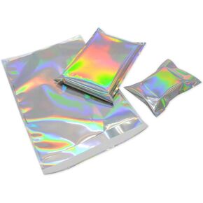 100Pcs Poly Mailers Holographic Metallic Aluminum Foil Glitter Bag Shipping Envelopes Mailing Self Sealing Envelope Packaging Pouches Mylar Bags Storage Bags 6.5×9in (16.5×23cm)