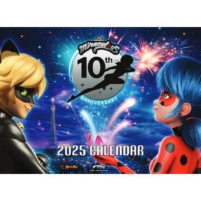 Miraculous Ladybug and Cat Noir 10th Anniversary Calendar 2025 Monthly Wall Calender 12 Month | American Made In The USA