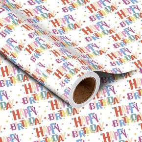 LeZakaa Birthday Wrapping Paper Roll - Mini Roll - Space Rocket Design for Kids, Boy, Men Gift Wrapping Party Favor Holiday Gift Wrap - 17 inches x 32.8 Feet (46.45 sq.ft.)