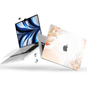 Designed for M3 M2 MacBook Air 15 inch Case A3114 A2941, Ultra-Thin Laptop Hard Shell Case for 2024 2023 MacBook Air 15.3" with Keyboard Cover & USB Adapter & Webcam Cover, Gold Butterflies