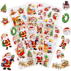 Cobee 3D Puffy Christmas Stickers for Kids,12 Sheets 3D Christmas Decals Stickers Xmas Kids Stickers Teacher Reward Stickers Waterproof Merry Christmas Decoration Sticker for Girl Boy Teachers