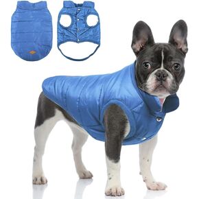 TQFlow Warm Dog Coat, Windproof Dog Jacket Fleece Dog Winter Coats Solid Color Dog Clothes Cold Weather Pet Jacket Vest Soft Puppy Apparel for Small Medium Dogs Cat(M, Navy)