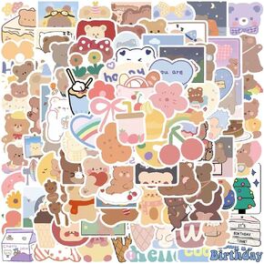 لطيف الكورية الدب ملصق الهدايا للفتيات الأطفال والمراهقات 102pcs / حزمة ملصقات Kawaii صغيرة الفينيل للماء ملصق الجمالية الشارات لسكرابوكينغ الكمبيوتر المحمول زجاجة ماء الهاتف