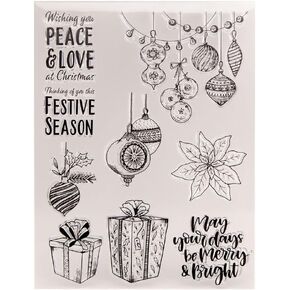 Craft Wishing You Peace Joy at Christmas Clear Stamp for Card Making Decoration and Scrapbooking 14.5x19cm