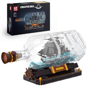 Mould King Ship in a Bottle Building Blocks, Collectiblle Black Pearl in a Bottle Building Sets, Pirate Ship, Pirate Ship Model Kit Building Toys Building Kits for Adults and Kids 8+(778 PCS)