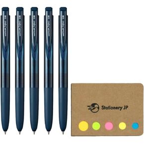 Signo RT1 Retractable Gel Ink Pen, Micro Point 0.38mm, Rubber Grip, Blue Black Ink, 5-Pack, Sticky notes Value Set