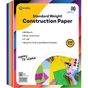 Construction Paper Assorted Colors, 9" x 12" Standard Weight Colored Construction Paper Bulk, Color Paper for Kids Craft, Arts, and School Projects, 8 Bright Colors Craft Paper, 288 Sheets- by Enday