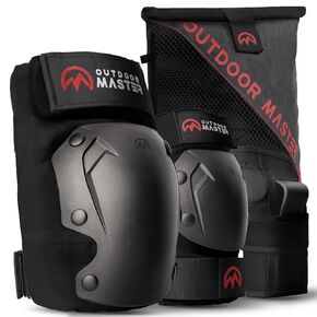 OutdoorMaster Adult Knee Pads and Elbow Pads Set - Skate Pads Set with Wrist Guards - Skating Protective Gear for Adult & Youth - Pink, M/L - [6pcs]