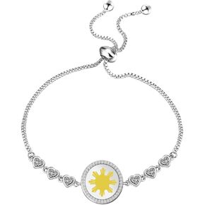KEYCHIN Philippine Sun And Star Bracelet Filipina Philippine Pride Gifts Philippine Flag Jewelry For Women Girls