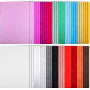 250 GSM Glitter Cardstock Paper, 60 Sheets 20 Colors, Premium Glitter Paper for Crafts, A4 Glitter Card Stock for DIY Projects, Sparkly Paper for Card Making