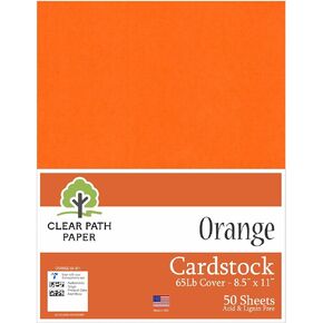 Clear Path Paper - Pumpkin Orange Cardstock - 8.5 x 11 inch - 65Lb Cover - 50 Sheets