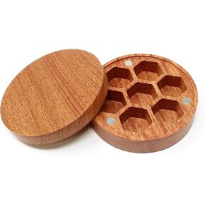 Wood Dice Storage Case with Magnetic Lid - Box Holds Polyhedral 7 Die Set for DND, D&D, RPG - Rosewood