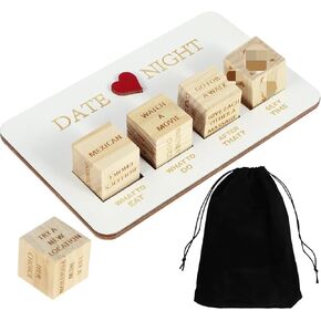 Romantic Date Night with Wooden Fun dice, Anniversary Wooden Gifts for Her, Date Night Dice, Decision Dice,Valentine's Day Made Special with Date Night Ideas Dice