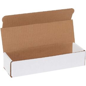 Aviditi White Corrugated Cardboard Mailer Box, 10" L x 3" W x 2" H, Pack of 50, Crush-Proof, for Shipping and Mailing UPS, USPS and FedEx