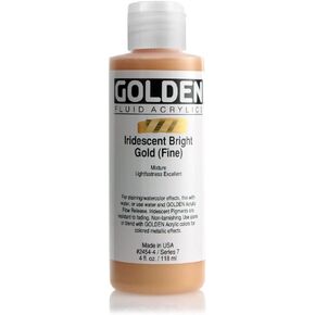 Golden Fluid Acrylic, 4 ounce bottle, Iridescent Bright Gold Fine