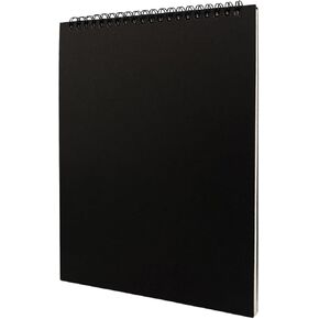 DSTELIN Black Upright Sketch Notebook, 1-Pack, 10 x 7.5 Inches, 1150GSM Hard Cardstock Cover, 100 Pages / 50 Sheets, 100GSM Paper