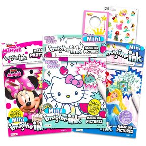 Imagine Ink Coloring Books for Girls Bundle - 3 Mess Free Coloring Books Featuring Hello Kitty, Minnie Mouse, and Princess with Stickers and More