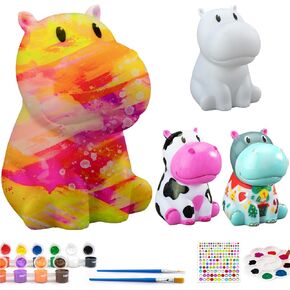HAPMARS Paint Your Own Lamp Kit, DIY Night Light Art Supplies Creative Crafts Kit Painting Toys for Kids Ages 8-12, Art Supplies Birthday Christmas Gift for Kids Girls Boys Age 4 5 6 7 8+ (Hippo)