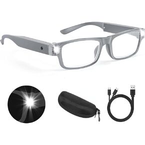 200% Magnifying Glasses with Light,USB Rechargeable LED Lighted Magnifying Eyewear,Hands Free Head Magnifier Eyeglasses for Close Work,Hobbies,Reading,Craft,Jewellery,Sewing