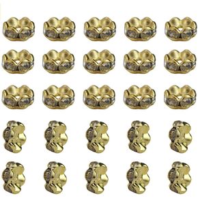 PAMIR TONG 500pcs 6mm Rhinestone Space Beads for Pens Assortment Beadable Pens Beads-Glitter Wave Round Rondelle Crystal Loose Braclet Beads-DIY Decorative Beads (Round Silver)
