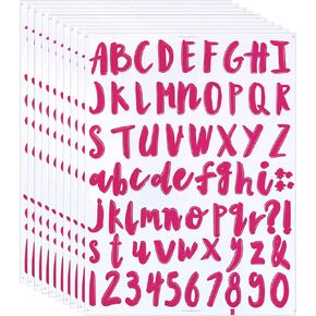10 Sheets 1 Inch Self Adhesive Vinyl Letter Alphabet Number Stickers for Water Bottles Scrapbook Craft Name Tag Label Mail Box Graduation Cap Birthday Party Decoration, 690PCS (Red)
