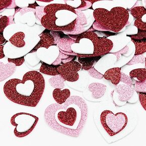 360 Pieces Foam Heart Stickers Self Adhesive Stickers, lyfLux Foam Heart Shapes Colorful Glitter Stickers for Valentine's Day Crafts Supplies DIY Greeting Cards (3 Sizes)