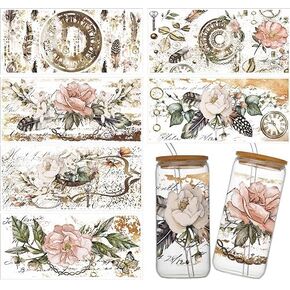 UV Paris Memories-A Themed Mug Transfer Stickers, 6 Sheets of Waterproof Designs for 16 oz Libbey Glasses, Furniture Crafts, Woodworking DIY