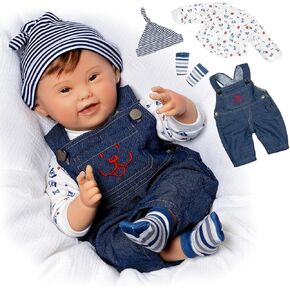 Paradise Galleries Realistic Reborn Toddler Baby Boy Down Syndrome Awareness 21 Inch Doll Lifelike Rooted Hair 6 Piece Gift Set for Ages 3 and Up - Noah