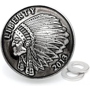 CRAFTMEMORE 1-3/8 inches Indian Head Screw Back Conchos Gaur Rodeo Cowboy Leathercraft Embellishment Pack of 2 CHS69 (Antique Silver)