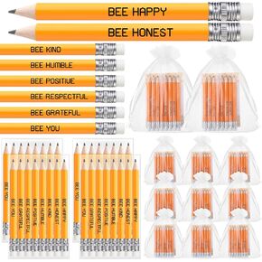 Spakon 24 Sets Christmas Inspirational Bee Pencils Bulk End of Year Gift for Student from Teacher Include 24 Pack Bee Kind Pencils with Bee Greeting Cards Bags School Classroom Gift for Kids Student