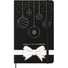 Moleskine Festive Holiday Notebook, Hard Cover, Ruled, Large (5" x 8.25"), Black, 240 Pages