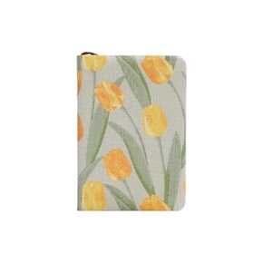 Yonjay Fabric Notebook, Embroidered Flower Hardcover Notebook, A6,132 Pages, White Gardenia Small Fresh Notepad (Blue)