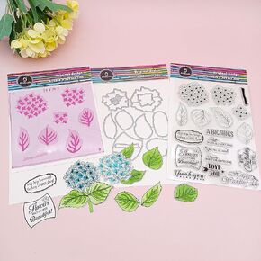 Alinacutle Hydrangea Clear Stamps Set Layering Stencil Metal Cutting Die for Handmade Card Making Album Paper Craft Template