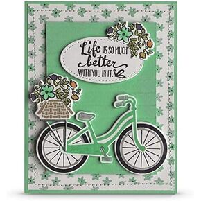 4.8x4inch Bicycle Flower Clear Stamp and Dies Set Die Cuts Metal Cutting Die for Scrapbooking Card Making Die-Cutting and Embossing Card Making Accessories Scrapbooking Die-Cuts